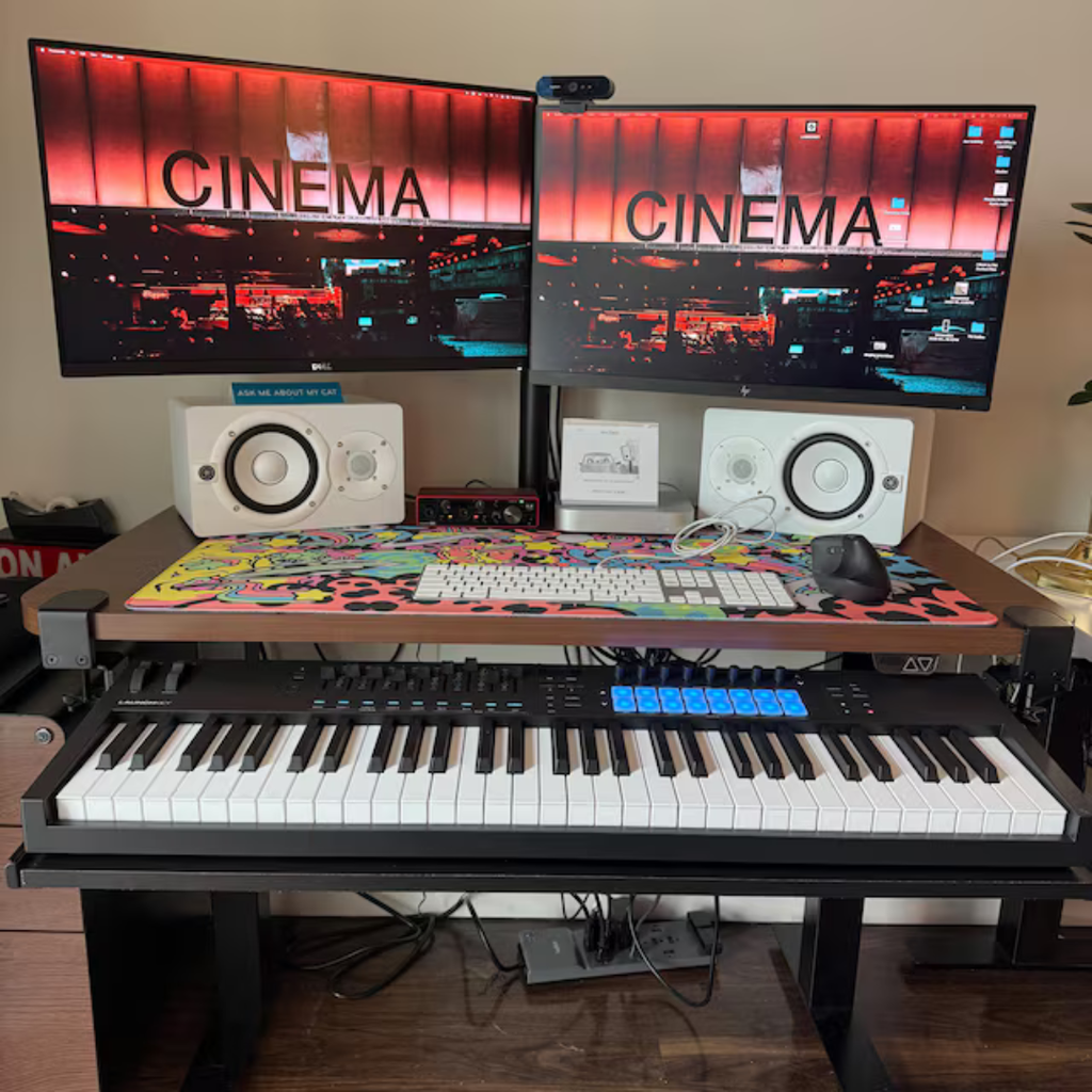 Screw-Mounted Under Desk MIDI Keyboard Tray – Heavy Duty, Adjustable, Extra Large for Studio Desk, Synths, Pianos & Music Producers
