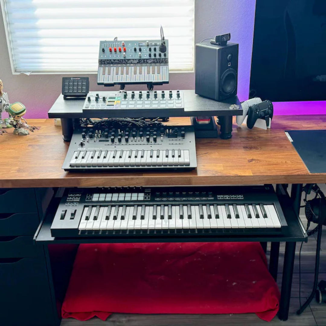 Screw-Mounted Under Desk MIDI Keyboard Tray – Heavy Duty, Adjustable, Extra Large for Studio Desk, Synths, Pianos & Music Producers