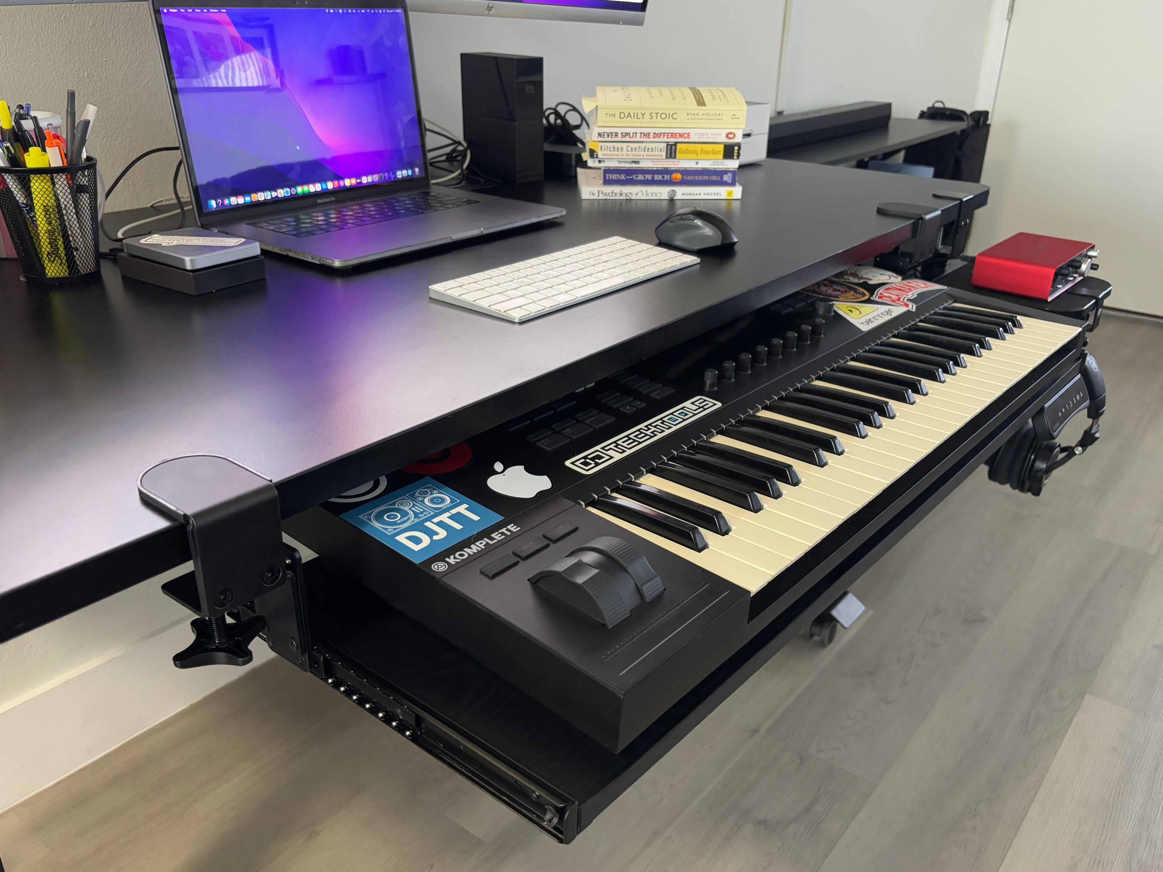Clamp-On Under-Desk MIDI Keyboard Tray