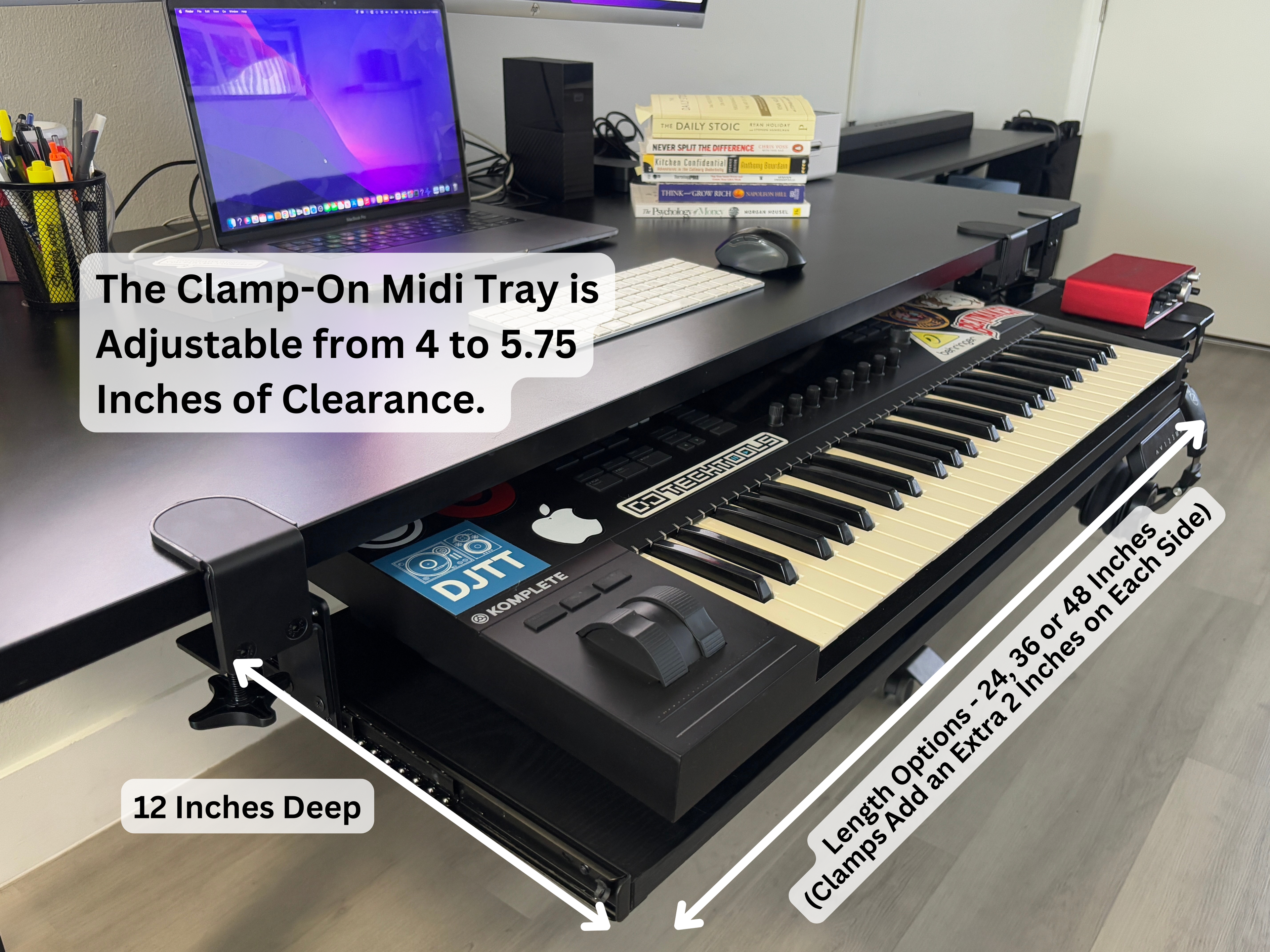 Clamp-On Under-Desk MIDI Keyboard Tray