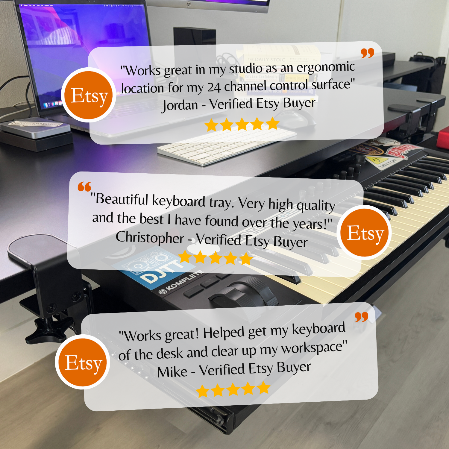 Screw-Mounted Under Desk MIDI Keyboard Tray – Heavy Duty, Adjustable, Extra Large for Studio Desk, Synths, Pianos & Music Producers